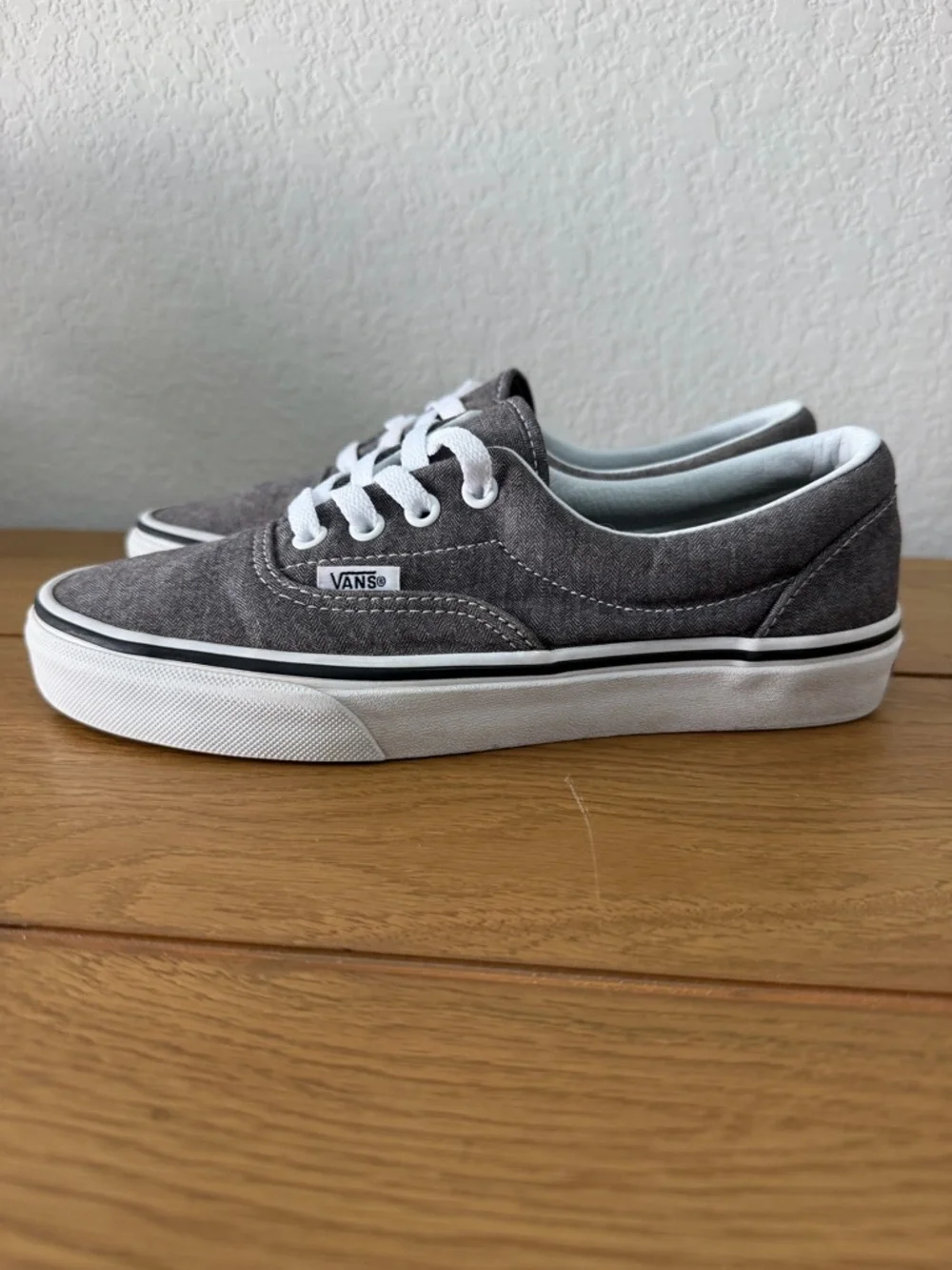 Vans Gray Canvas Low-Top Sneakers with White Trim